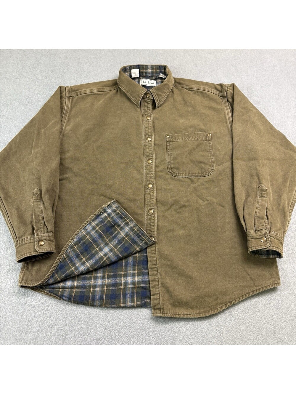 Vintage LL Bean Flannel Lined Hurricane Shirt Jacket Women’s Size XL Shacket